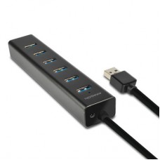 Концентратор AXAGON USB 3.1 to 7xUSB 3.0 + power adapter black (HUE-SA7BP) - Фото