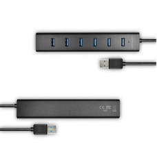 Концентратор AXAGON USB 3.1 to 7xUSB 3.0 + power adapter black (HUE-SA7BP) - Фото