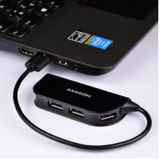 Концентратор AXAGON USB 2.0 to 4xUSB 2.0 0.2m black (HUE-X4B) - Фото