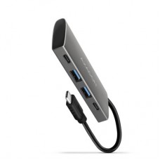 Концентратор AXAGON USB-C to 2xUSB-A + 2xUSB-C 10Gbps 0.13m gray (HMC-4G2) - Фото