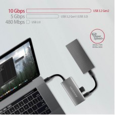 Концентратор AXAGON USB-C to 2xUSB-A + 2xUSB-C 10Gbps 0.13m gray (HMC-4G2) - Фото