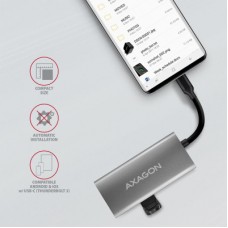 Концентратор AXAGON USB-C to 2xUSB-A + 2xUSB-C 10Gbps 0.13m gray (HMC-4G2) - Фото