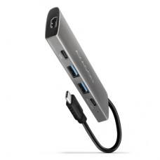 Концентратор AXAGON USB-C to 2xUSB-A + 2xUSB-C + HDMI 0.13m gray (HMC-5G2) - Фото