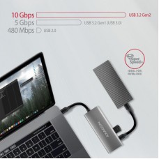 Концентратор AXAGON USB-C to 2xUSB-A + 2xUSB-C + HDMI 0.13m gray (HMC-5G2) - Фото