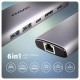 Концентратор AXAGON USB-C to 2xUSB-A + 1xUSB-C + HDMI + RJ45 + PD100W 0.15m gray (HMC-6G2L)