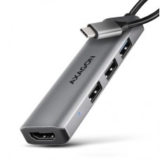 Концентратор AXAGON USB-C to 3xUSB-A + HDMI 0.15m gray (HMC-H3A) - Фото