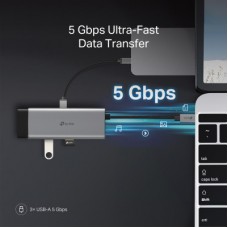 Концентратор TP-Link USB-C 7-in-1 3xUSB + HDMI + SD/TF + USB-C PD100W (UH7021C) - Фото