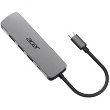 Концентратор Acer USB-C 5-in-1 3xUSB 3.0 + HDMI + USB-C gray (HP.DSCAB.021) - Фото