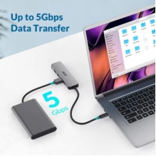 Концентратор Acer USB-C 5-in-1 3xUSB 3.0 + HDMI + USB-C gray (HP.DSCAB.021) - Фото