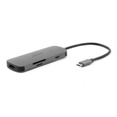 Концентратор Acer USB-C 7-in-1 3xUSB 3.2 + HDMI + USB-C + PD + SD gray (HP.DSCAB.018) - Фото