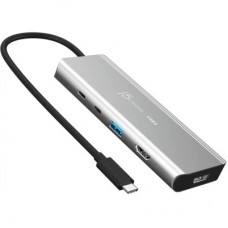 Концентратор J5create USB-C 7-in-1 USB 3.2 + USB-C PD + HDMI 4K + DisplayPort + SD/TF gray (JCD401-N) - Фото