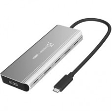 Концентратор J5create USB-C 7-in-1 USB 3.2 + USB-C PD + HDMI 4K + DisplayPort + SD/TF gray (JCD401-N) - Фото