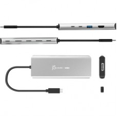 Концентратор J5create USB-C 7-in-1 USB 3.2 + USB-C PD + HDMI 4K + DisplayPort + SD/TF gray (JCD401-N) - Фото