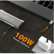 Концентратор J5create USB-C 9-in-1 2xUSB 3.2 + 2xUSB-C PD + 2xHDMI 4K + DisplayPort + SD/TF + RJ45 1000Mbps gray (JCD397-N) - Фото
