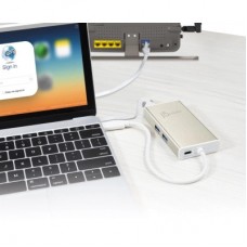 Концентратор J5create USB-C 5-in-1 2xUSB 3.0 + HDMI 4K + USB-C PD + RJ45 1000Mbps gray (JCA374-N) - Фото