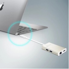 Концентратор J5create USB-C 5-in-1 2xUSB 3.0 + HDMI 4K + USB-C PD + RJ45 1000Mbps gray (JCA374-N) - Фото