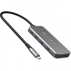 Концентратор J5create USB-C 5-in-1 2xUSB 3.2 10Gbps + 2xUSB-C 10Gbps PD 100W + HDMI 8K gray (JCH453-N) - Фото