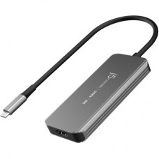 Концентратор J5create USB-C 5-in-1 2xUSB 3.2 10Gbps + 2xUSB-C 10Gbps PD 100W + HDMI 8K gray (JCH453-N) - Фото
