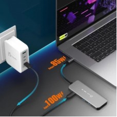 Концентратор J5create USB-C 5-in-1 2xUSB 3.2 10Gbps + 2xUSB-C 10Gbps PD 100W + HDMI 8K gray (JCH453-N) - Фото