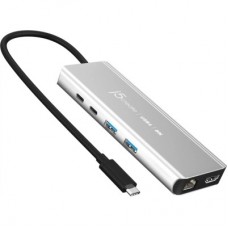 Концентратор J5create USB-С 6-in-1 2xUSB 3.2 + USB-C PD 100W + USB-C + HDMI 8K + RJ45 2.5Gbps aluminum (JCD403-N) - Фото