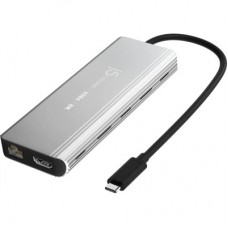 Концентратор J5create USB-С 6-in-1 2xUSB 3.2 + USB-C PD 100W + USB-C + HDMI 8K + RJ45 2.5Gbps aluminum (JCD403-N) - Фото