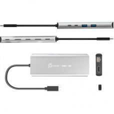 Концентратор J5create USB-С 6-in-1 2xUSB 3.2 + USB-C PD 100W + USB-C + HDMI 8K + RJ45 2.5Gbps aluminum (JCD403-N) - Фото
