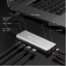 Концентратор J5create USB-С 6-in-1 2xUSB 3.2 + USB-C PD 100W + USB-C + HDMI 8K + RJ45 2.5Gbps aluminum (JCD403-N) - Фото