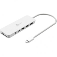 Концентратор J5create USB-C 6-in-1 2xUSB 3.2 + USB-C PD + HDMI 4K + SD/TF + 3.5mm white (JCD373EW-N) - Фото