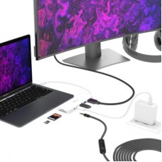 Концентратор J5create USB-C 6-in-1 2xUSB 3.1 + USB-C PD + HDMI + SD/TF + 3.5mm white (JCD373-N) - Фото