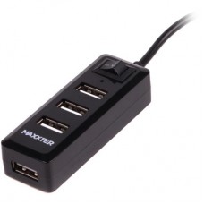 Концентратор Maxxter USB 2.0 to 4xUSB + charger 5 V 1 A (HU2A-4P-AC-03) - Фото