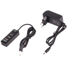 Концентратор Maxxter USB 2.0 to 4xUSB + charger 5 V 1 A (HU2A-4P-AC-03) - Фото
