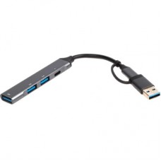 Концентратор Maxxter USB-C + USB-A to 1xUSB 3.0 + 2xUSB 2.0 + 1xUSB-C (HU3C-4P1CN-01) - Фото