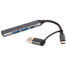 Концентратор Maxxter USB-C + USB-A to 1xUSB 3.0 + 2xUSB 2.0 + 1xUSB-C (HU3C-4P1CN-01) - Фото