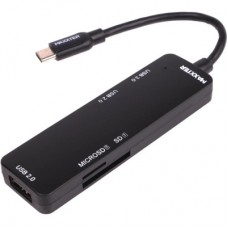 Концентратор Maxxter USB-C to 1xUSB 3.0 + 2xUSB 2.0 + SD/TF (HU3C-3PTF-01) - Фото