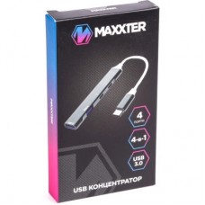 Концентратор Maxxter USB-C to 1xUSB 3.0 + 1xUSB 2.0 + 2xUSB-C (HU3C-4P-03) - Фото