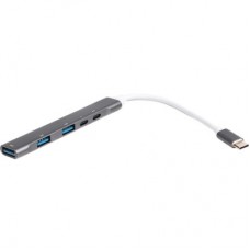Концентратор Maxxter USB-C to 1xUSB 3.0 + 2xUSB 2.0 + 1xUSB-C PD100W + 1xUSB-C (HU3C-4P1PD-01) - Фото