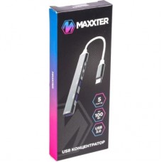 Концентратор Maxxter USB-C to 1xUSB 3.0 + 2xUSB 2.0 + 1xUSB-C PD100W + 1xUSB-C (HU3C-4P1PD-01) - Фото