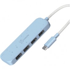 Концентратор J5create USB-C to 4xUSB-A 3.2 10Gbps cyan (JCH341EC-N) - Фото