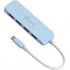 Концентратор J5create USB-C to 4xUSB-A 3.2 10Gbps cyan (JCH341EC-N) - Фото