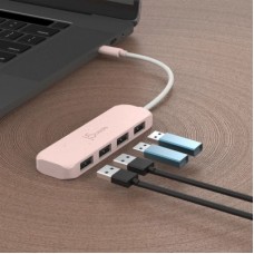Концентратор J5create USB-C to 4xUSB-A 3.2 10Gbps rose (JCH341ER-N) - Фото