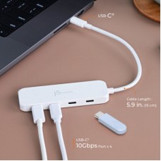 Концентратор J5create USB-C to 4xUSB-C 3.2 10Gbps white (JCH345EW-N) - Фото