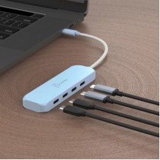 Концентратор J5create USB-C to 4xUSB-C 3.2 10Gbps cyan (JCH345EC-N) - Фото