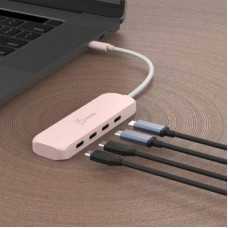 Концентратор J5create USB-C to 4xUSB-C 3.2 10Gbps rose (JCH345ER-N) - Фото