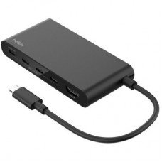 Концентратор Belkin USB-C 5-in-1 3xUSB-C 3.2 + HDMI 2.0 4K60Hz gray (AVC021HQBK) - Фото