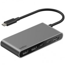 Концентратор Belkin USB-C 5-in-1 2xUSB 3.0 + USB-C + PD + HDMI 2.0 4K60Hz gray (AVC022HQSGY) - Фото