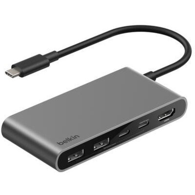 Концентратор Belkin USB-C 5-in-1 2xUSB 3.0 + USB-C + PD + HDMI 2.0 4K60Hz gray (AVC022HQSGY)