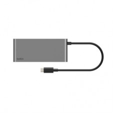 Концентратор Belkin USB-C 7-in-1 2xUSB 3.0 + USB-C + PD + HDMI 2.0 4K60Hz + SD/TF gray (AVC023HQSGY) - Фото