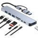 Концентратор Dynamode USB-C/A 8-in-1 1xUSB-C + 1xUSB 3.0 + 3xUSB 2.0 + 3.5mm audio + SD/TF silver (BYL-2218TU)