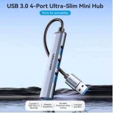 Концентратор VENTION USB 3.0 to1xUSB 3.0 + 3xUSB 2.0 gray (CKOHB) - Фото