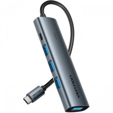 Концентратор VENTION USB-C to 4xUSB 3.0 + 1xUSB-C black (TGZHB) - Фото